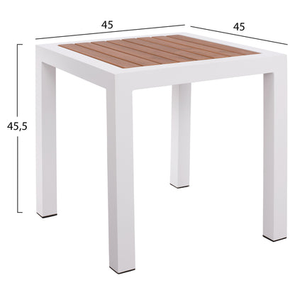 Aluminum Coffee Table SABRA HM5403.01 White with Polywood 45Χ45Χ45,5H