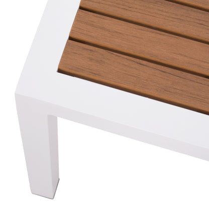 Aluminum Coffee Table SABRA HM5403.01 White with Polywood 45Χ45Χ45,5H
