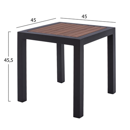 Aluminum Coffee Table SABRA HM5403.02 Grey with Polywood 45Χ45Χ45,5H