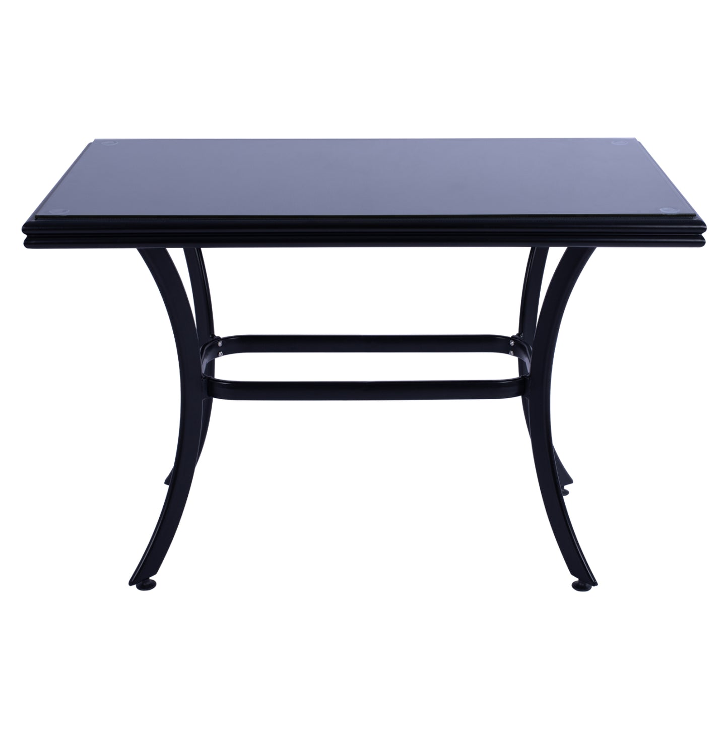 ALUMINUM DINING TABLE JAXEN HM5533.02 BLACK WITH TEMPERED GLASS TOP & TEXTILENE 120x70x78Hcm.