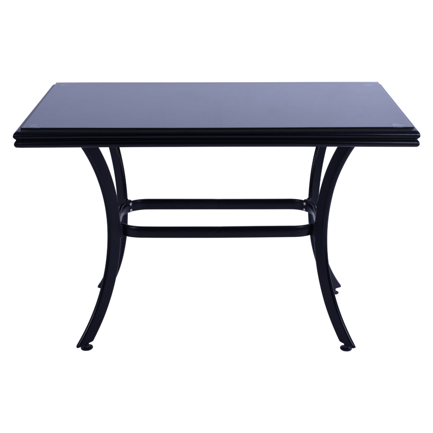 ALUMINUM DINING TABLE JAXEN HM5533.02 BLACK WITH TEMPERED GLASS TOP & TEXTILENE 120x70x78Hcm.