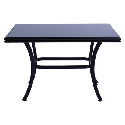 ALUMINUM DINING TABLE JAXEN HM5533.02 BLACK WITH TEMPERED GLASS TOP & TEXTILENE 120x70x78Hcm.