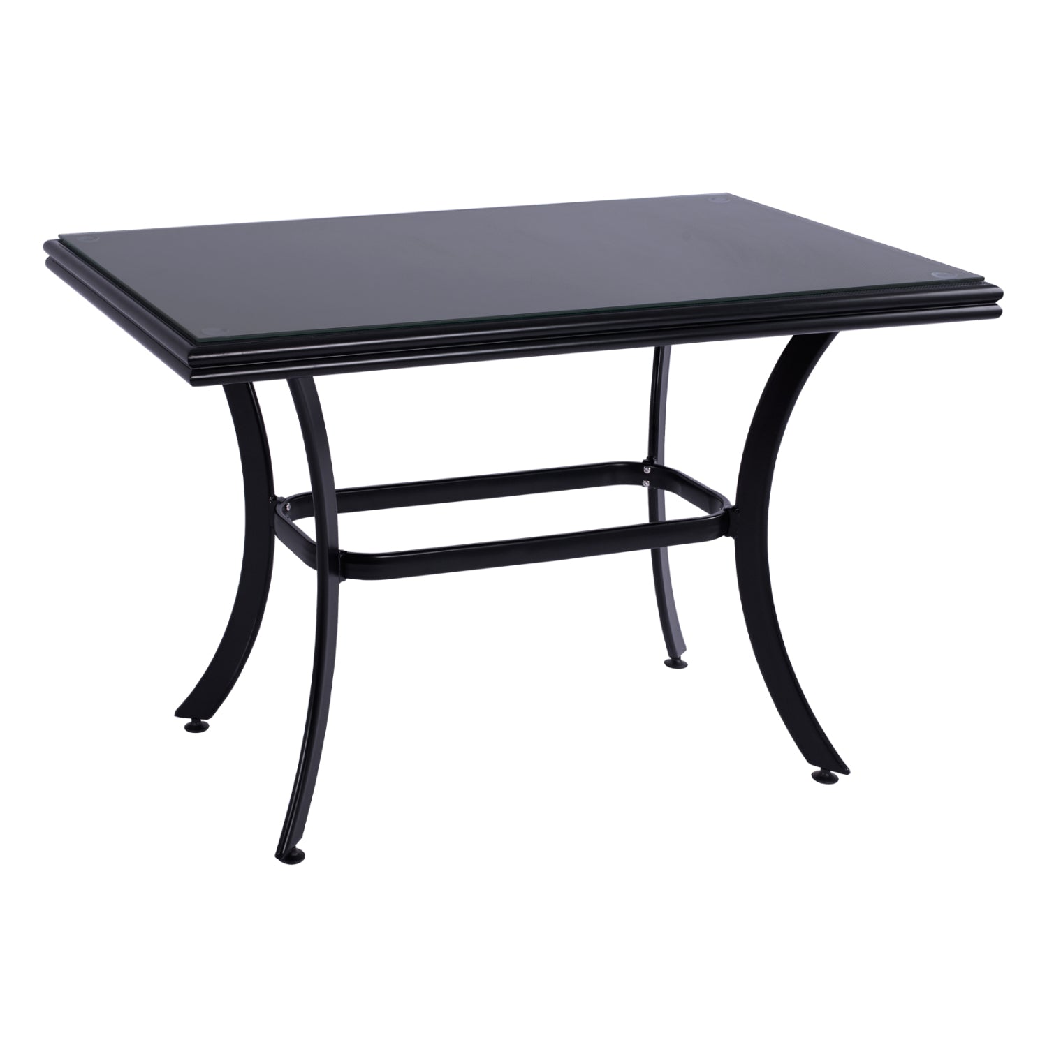 ALUMINUM DINING TABLE JAXEN HM5533.02 BLACK WITH TEMPERED GLASS TOP & TEXTILENE 120x70x78Hcm.