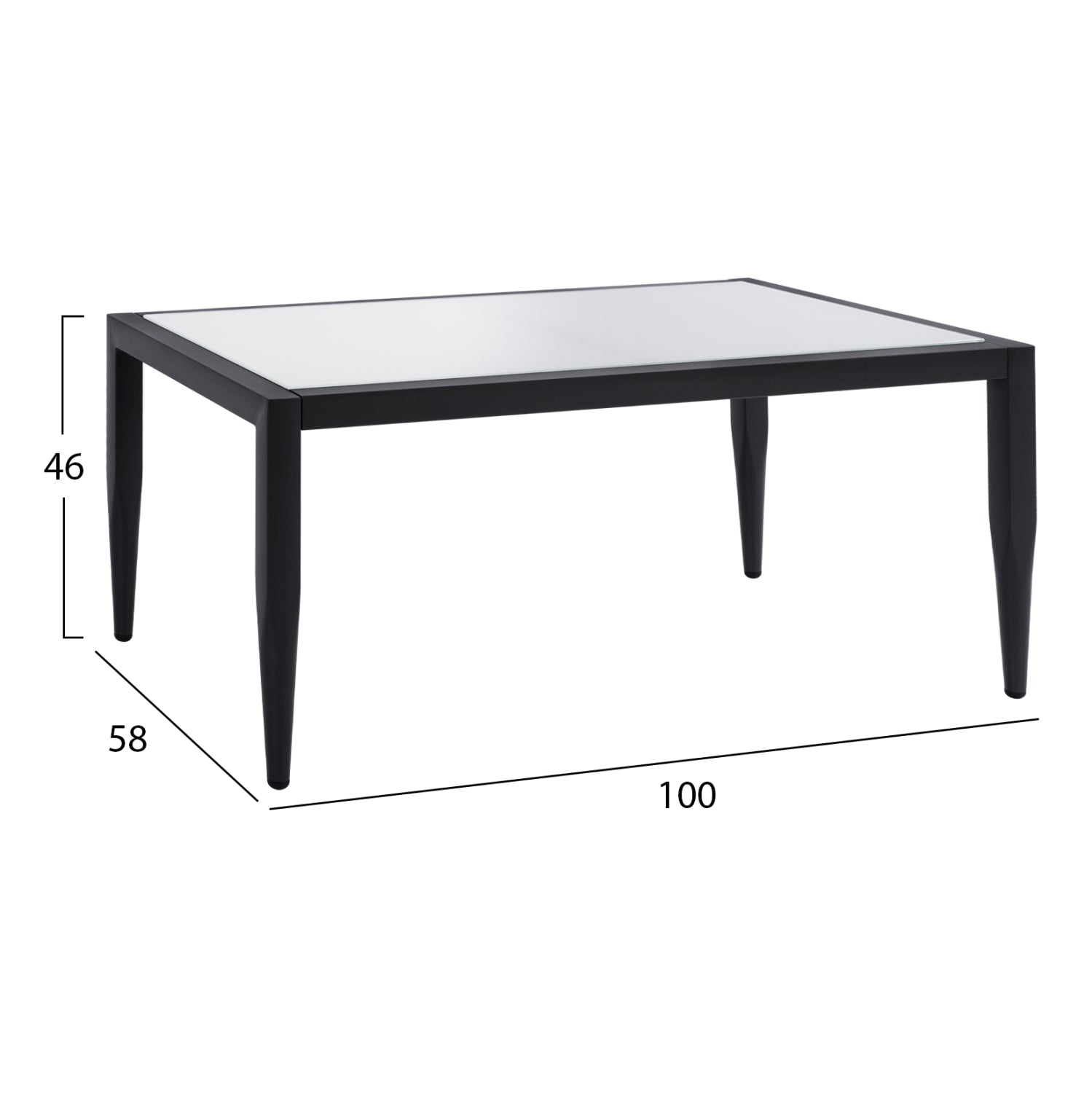 Aluminum Table HM5551.02 in grey color with glass 100x58x46cm