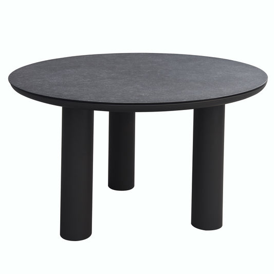 ALUMINUM ROUND TABLE DOSUN HM6201.01 DARK GREY FRAME-3D PRINTED GLASS TOP WITH CERAMIC LOOK Φ120cm.