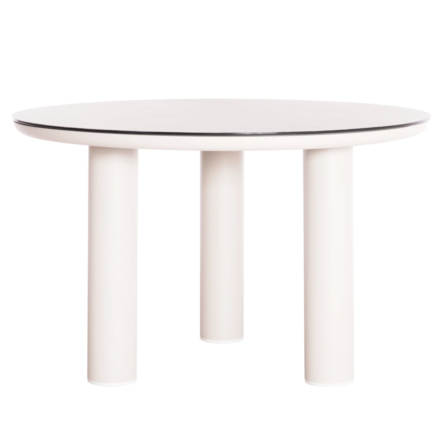 ALUMINUM ROUND TABLE DOSUN HM6201.02 CREAM WHITE FRAME-3D PRINTED GLASS TOP WITH CERAMIC LOOK Φ120cm.