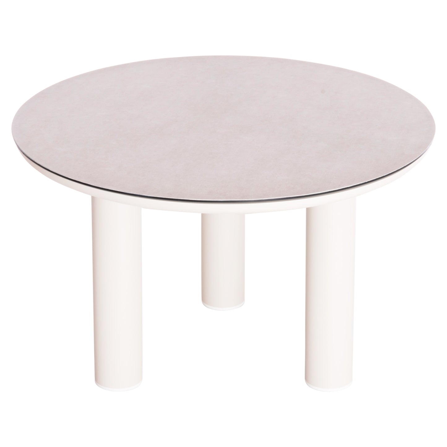 ALUMINUM ROUND TABLE DOSUN HM6201.02 CREAM WHITE FRAME-3D PRINTED GLASS TOP WITH CERAMIC LOOK Φ120cm.