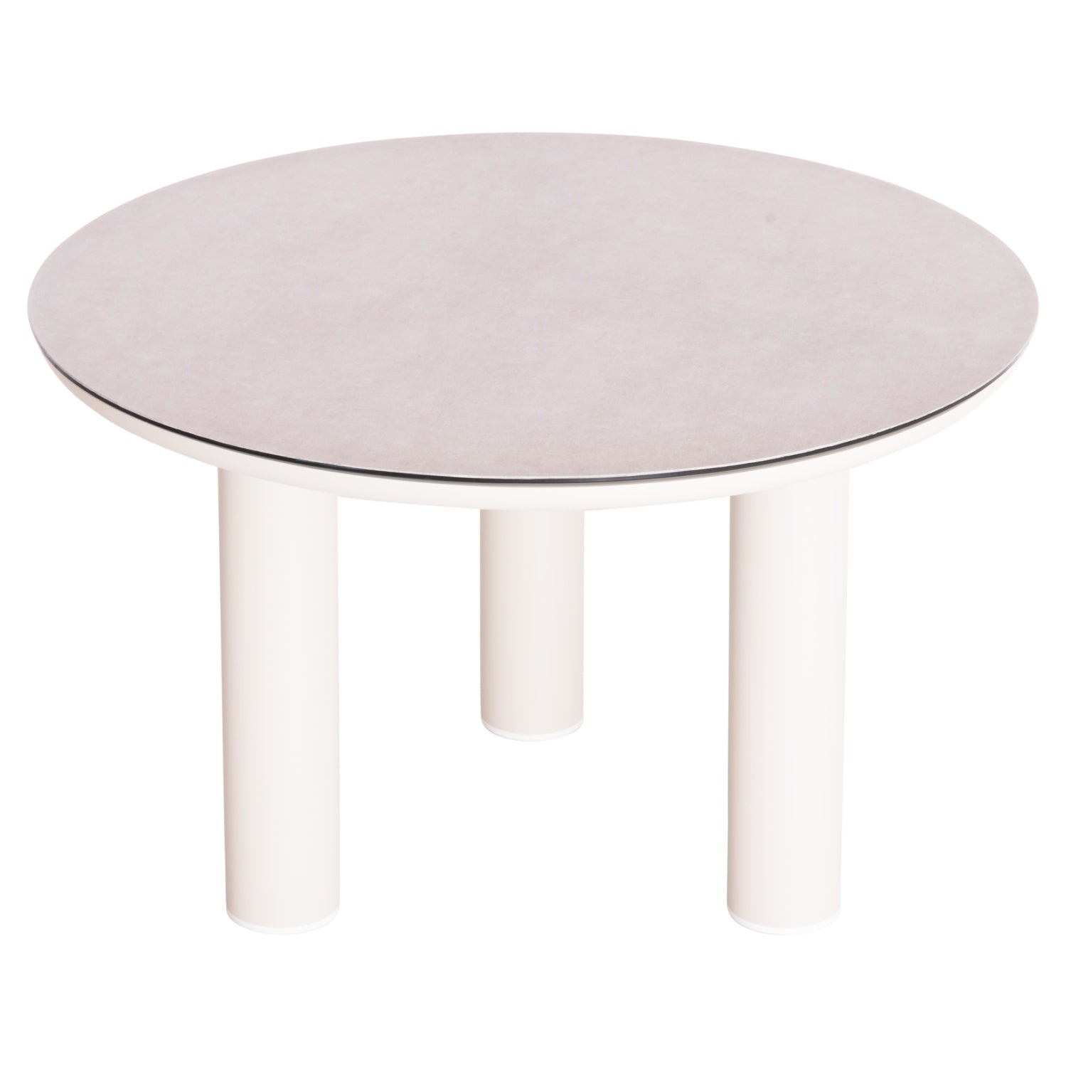 ALUMINUM ROUND TABLE DOSUN HM6201.02 CREAM WHITE FRAME-3D PRINTED GLASS TOP WITH CERAMIC LOOK Φ120cm.