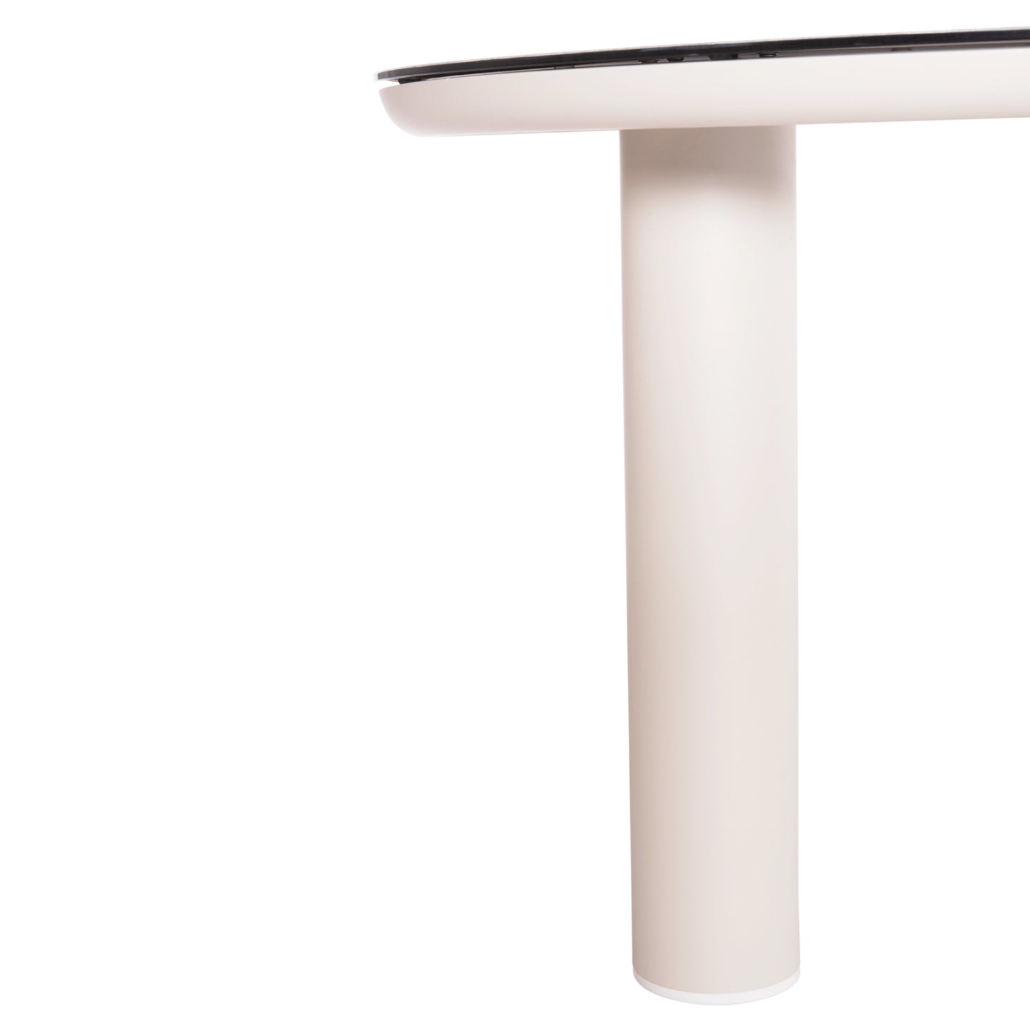 ALUMINUM ROUND TABLE DOSUN HM6201.02 CREAM WHITE FRAME-3D PRINTED GLASS TOP WITH CERAMIC LOOK Φ120cm.