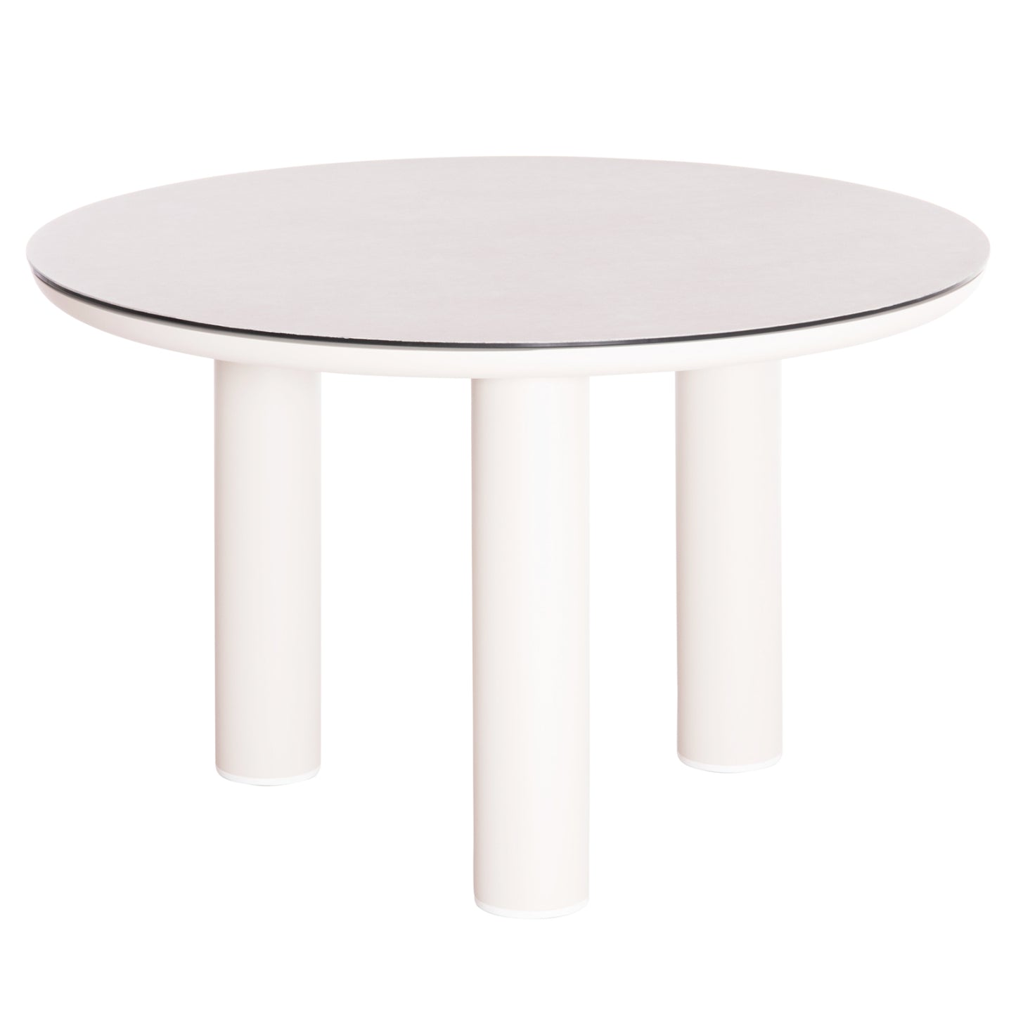 ALUMINUM ROUND TABLE DOSUN HM6201.02 CREAM WHITE FRAME-3D PRINTED GLASS TOP WITH CERAMIC LOOK Φ120cm.