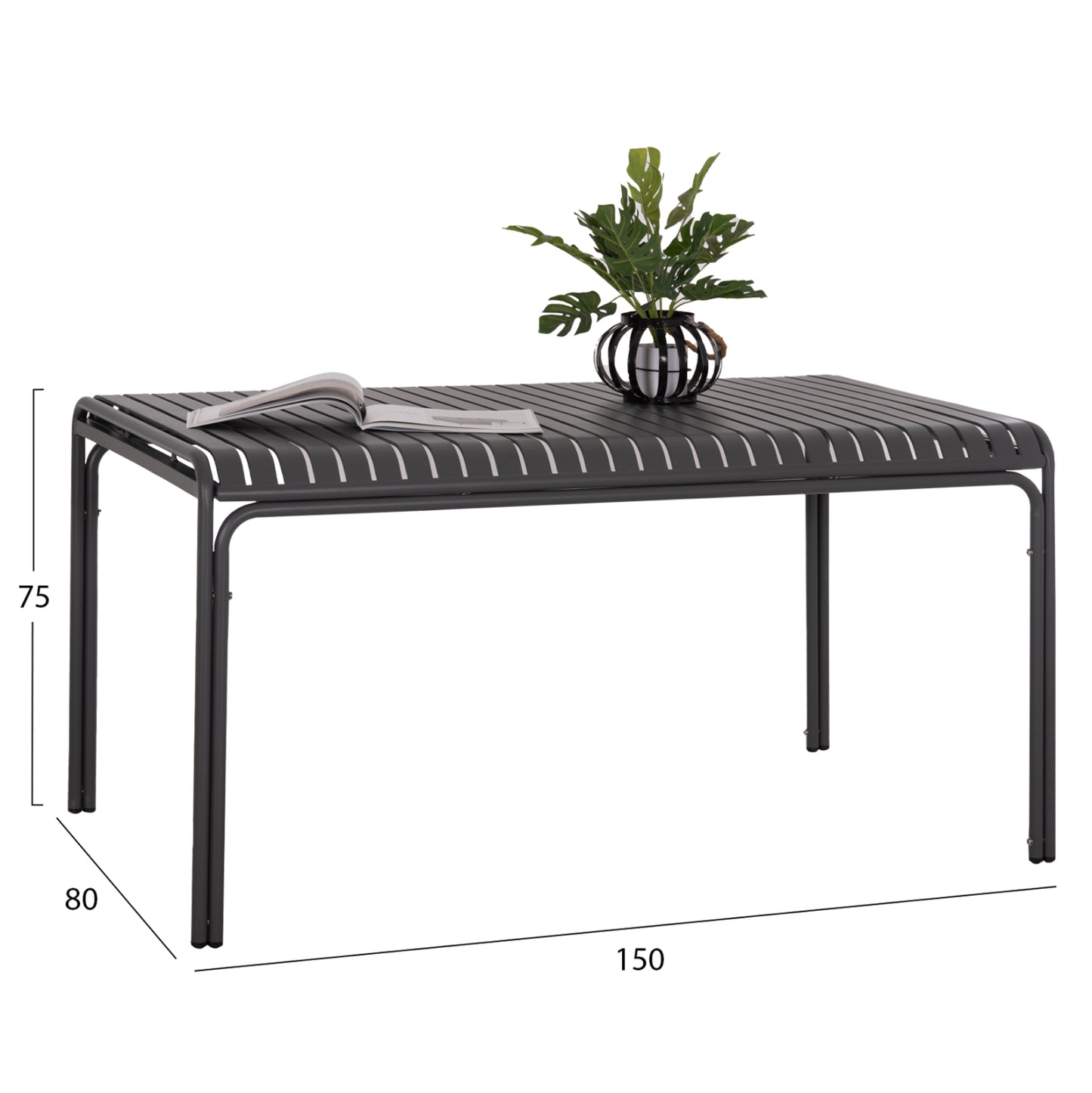 OUTDOOR ALUMINUM TABLE RACHEL HM6339.01 GREY COLOR 150x80x75Hcm.