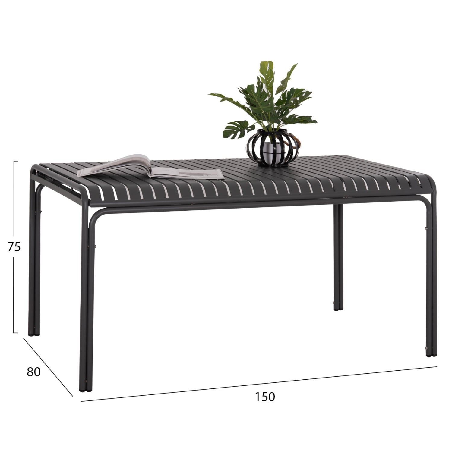 OUTDOOR ALUMINUM TABLE RACHEL HM6339.01 GREY COLOR 150x80x75Hcm.