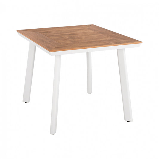 ALUMINUM DINING TABLE SQUARE TABER ΗΜ5563.01 WHITE WITH POLYWOOD TOP 80x80x73Hcm.