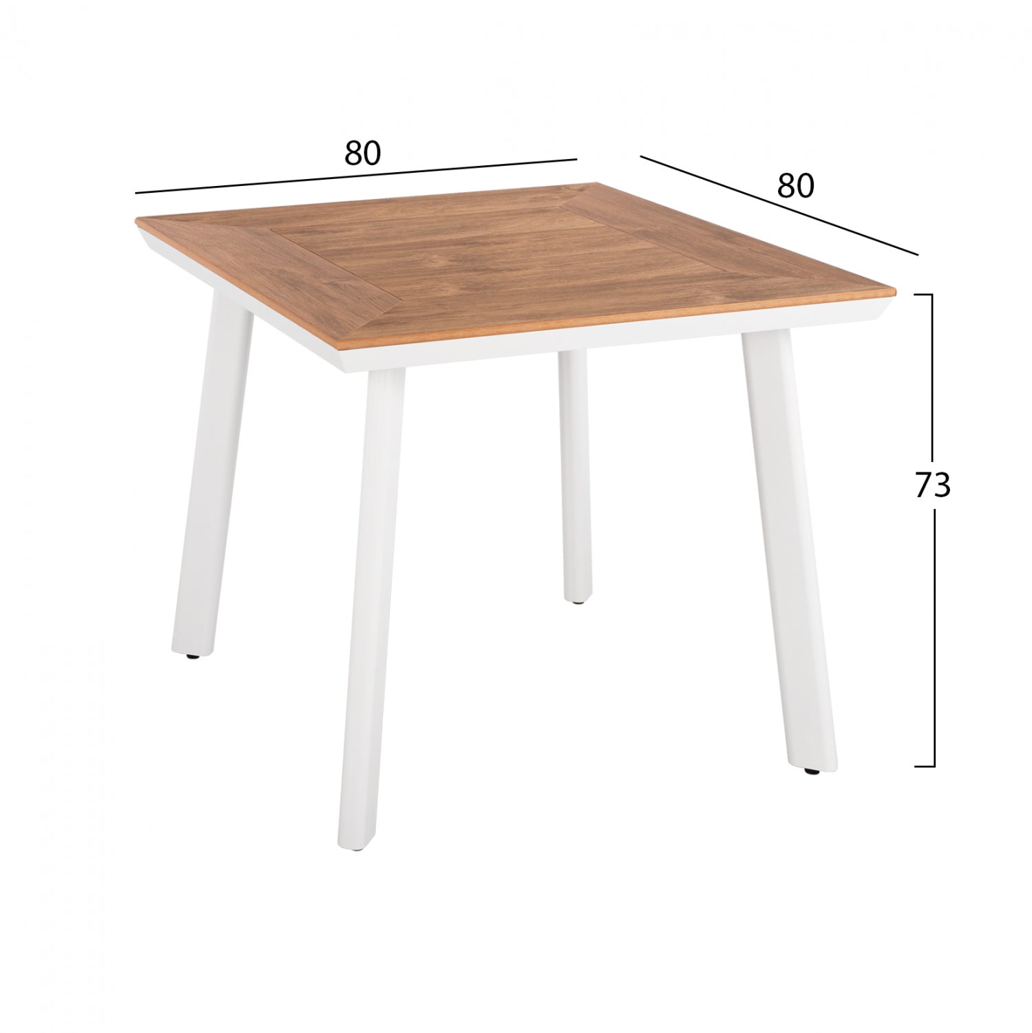 ALUMINUM DINING TABLE SQUARE TABER ΗΜ5563.01 WHITE WITH POLYWOOD TOP 80x80x73Hcm.