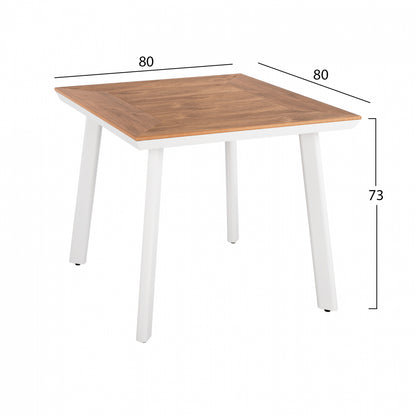 ALUMINUM DINING TABLE SQUARE TABER ΗΜ5563.01 WHITE WITH POLYWOOD TOP 80x80x73Hcm.