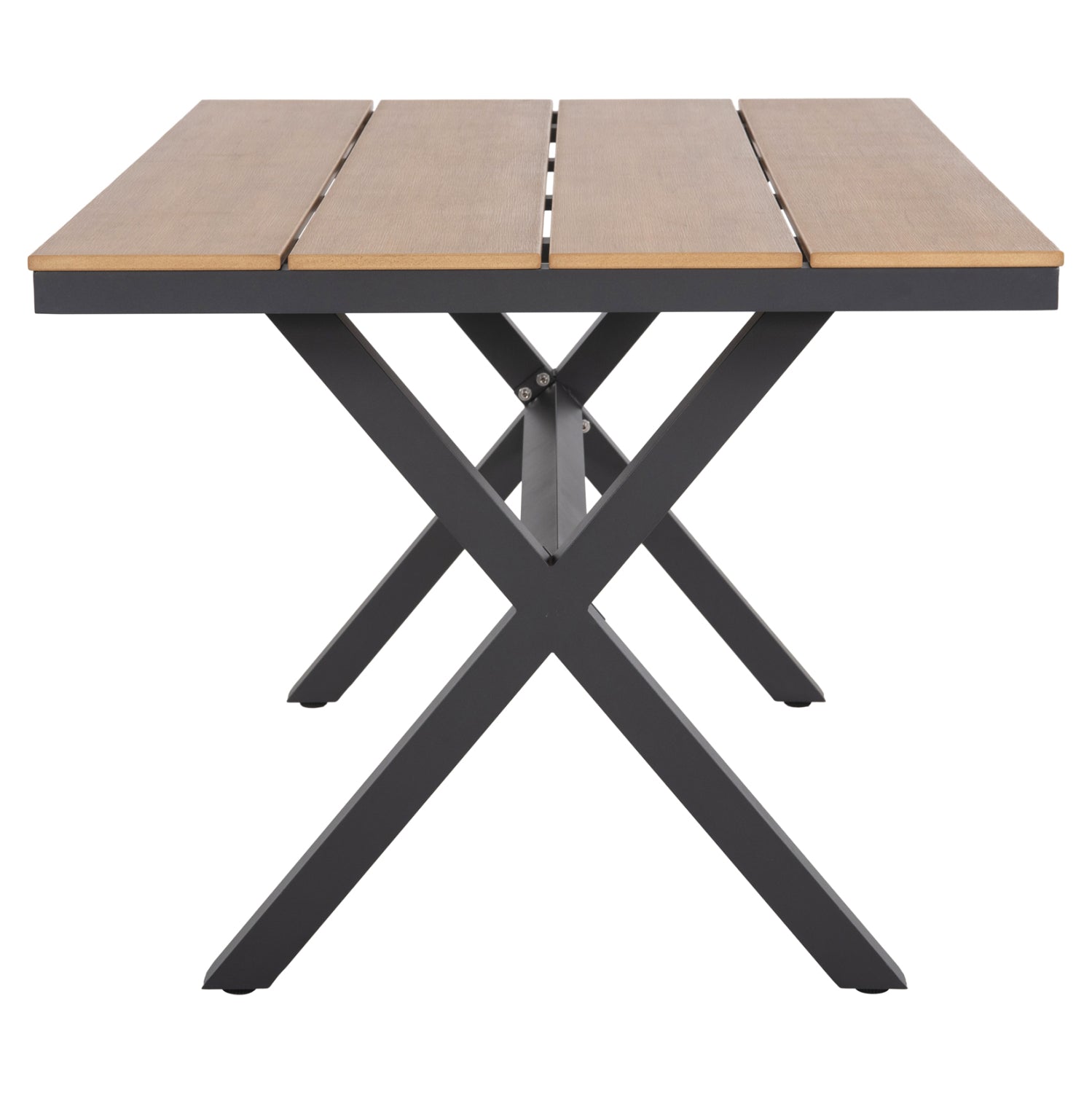 ALUMINUM RECTANGULAR TABLE TAWNEE HM6037.01 ANTHRACITE COLOR-POLYWOOD IN NATURAL WOOD 150x89,5x73H