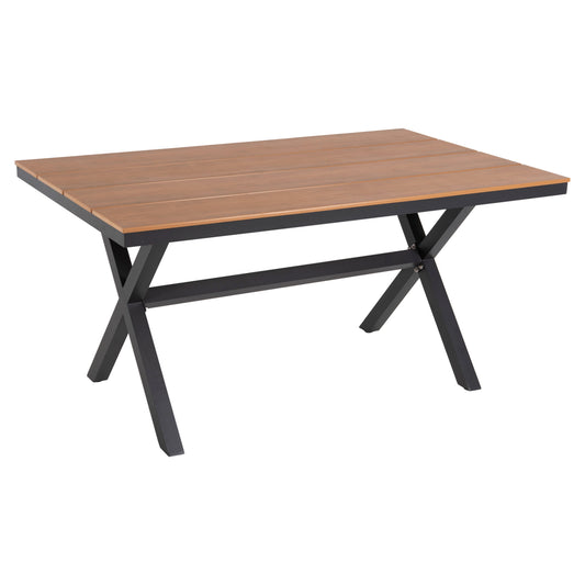 ALUMINUM RECTANGULAR TABLE TAWNEE HM6037.01 ANTHRACITE COLOR-POLYWOOD IN NATURAL WOOD 150x89,5x73H