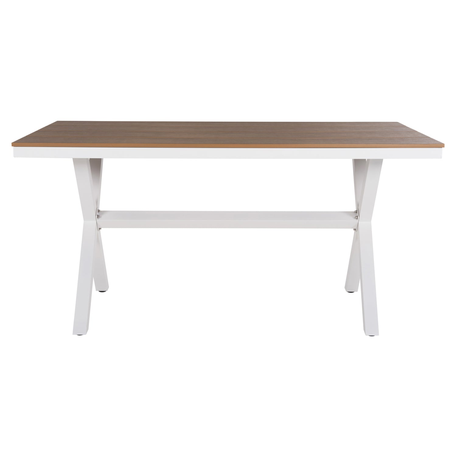 ALUMINUM RECTANGULAR TABLE TAWNEE HM6037.02 WHITE COLOR-POLYWOOD IN NATURAL WOOD 150x89,5x73Hcm