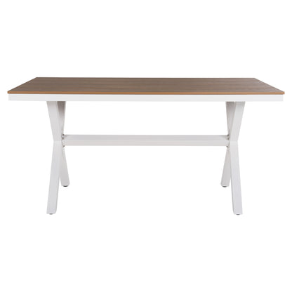 ALUMINUM RECTANGULAR TABLE TAWNEE HM6037.02 WHITE COLOR-POLYWOOD IN NATURAL WOOD 150x89,5x73Hcm