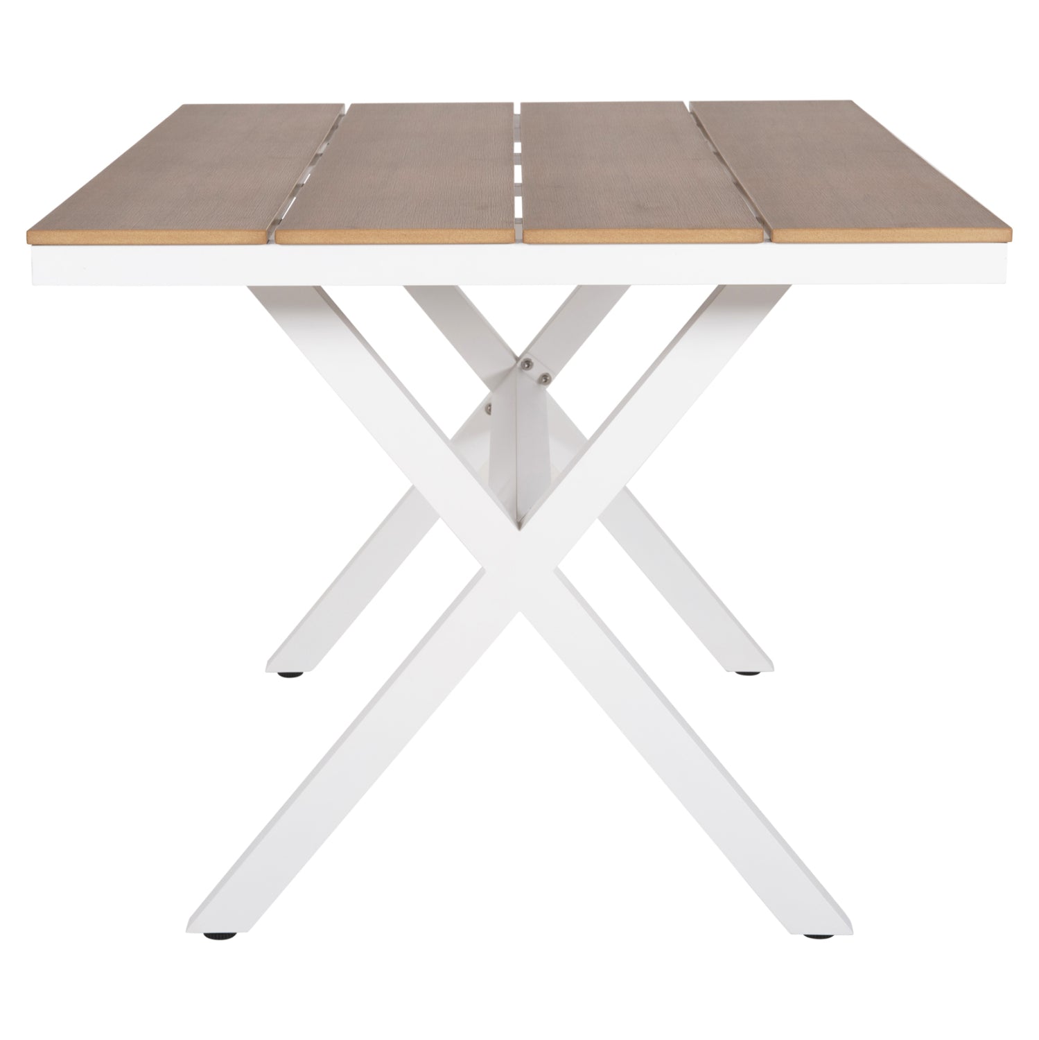 ALUMINUM RECTANGULAR TABLE TAWNEE HM6037.02 WHITE COLOR-POLYWOOD IN NATURAL WOOD 150x89,5x73Hcm