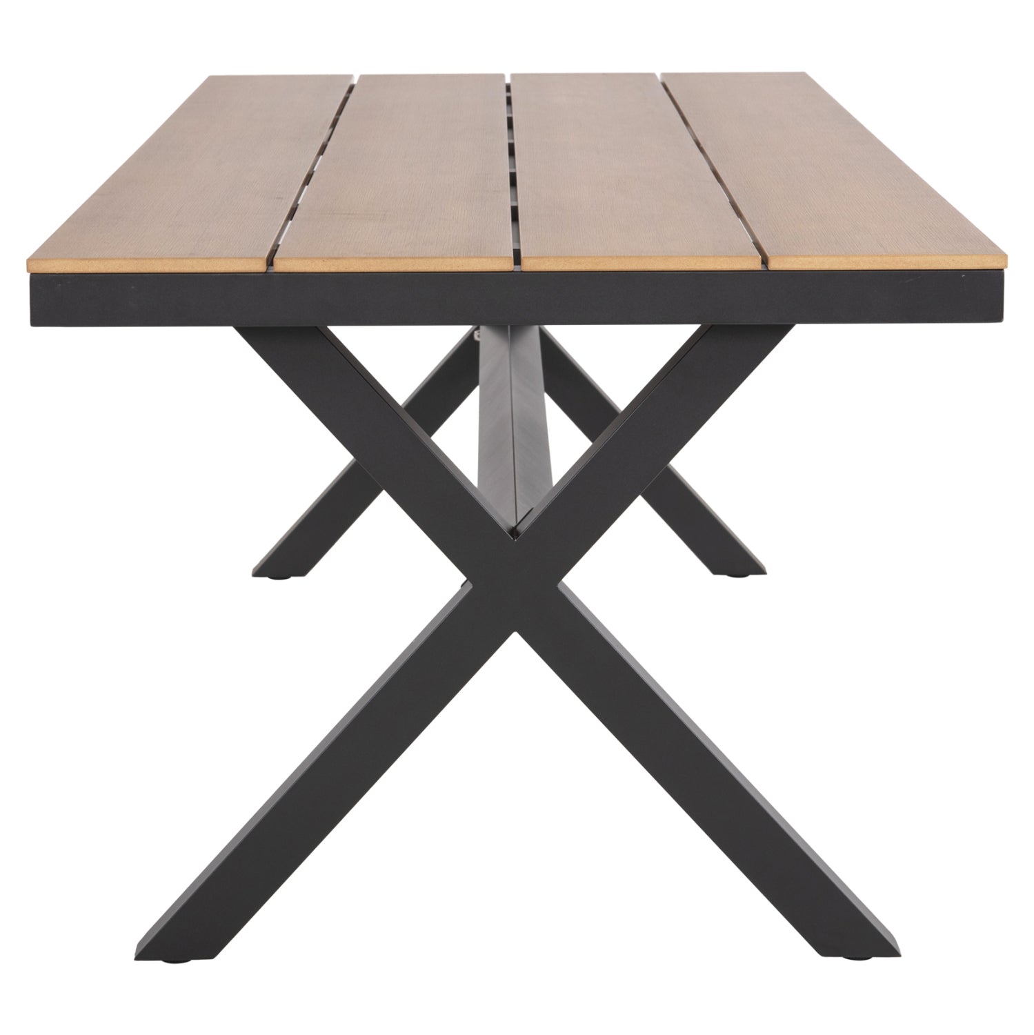 ALUMINUM RECTANGULAR TABLE TAWNEE HM6039.01 ANTHRACITE-POLYWOOD IN NATURAL WOOD 219,5x89,5x73cm.