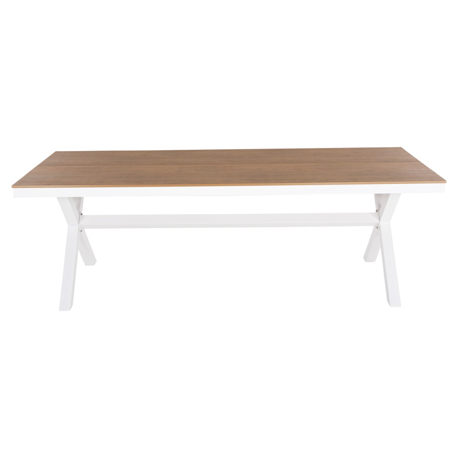ALUMINUM RECTANGULAR TABLE TAWNEE HM6039.02 WHITE COLOR-POLYWOOD IN NATURAL WOOD 219,5x89,5x73Hcm.
