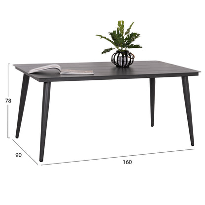 ALUMINUM DINING TABLE RECTANGULAR HIGER HM6291.01 GREY 160x90x78Hcm.