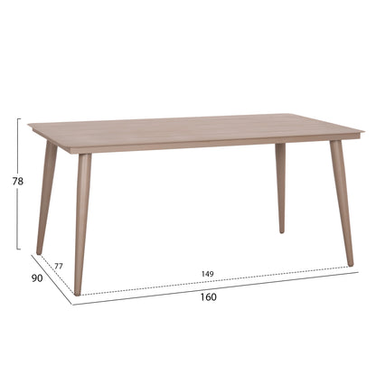 ALUMINUM DINING TABLE RECTANGULAR HIGER HM6291.04 CAPPUCCINO 160x90x78Hcm.