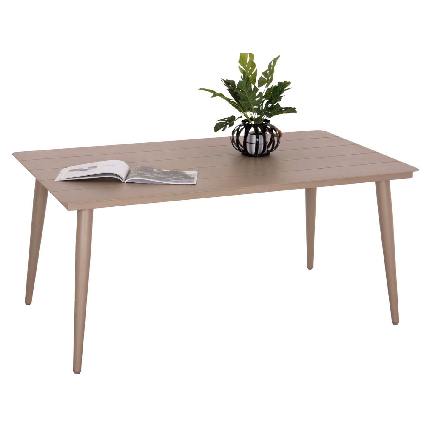 ALUMINUM DINING TABLE RECTANGULAR HIGER HM6291.04 CAPPUCCINO 160x90x78Hcm.