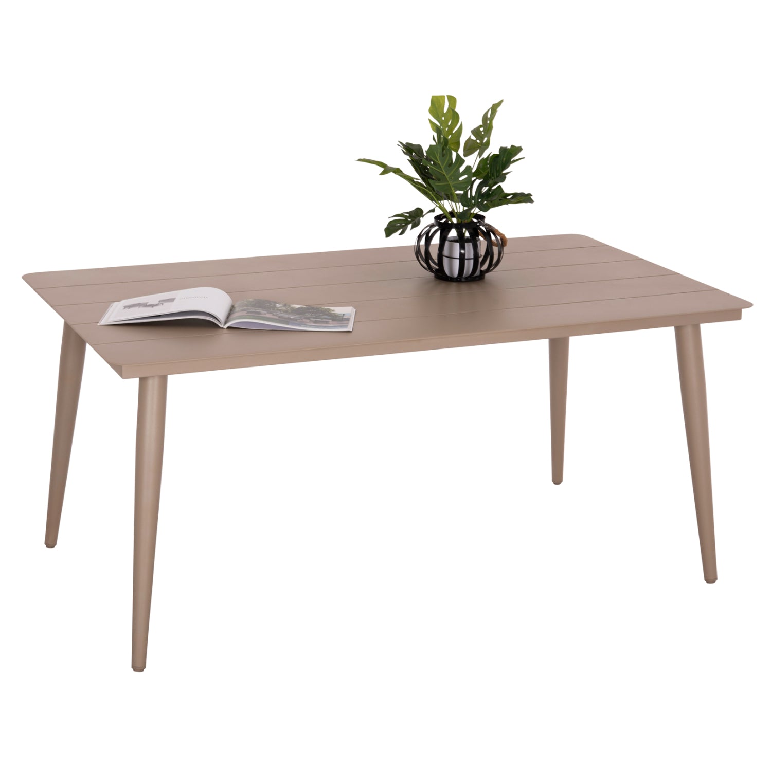ALUMINUM DINING TABLE RECTANGULAR HIGER HM6291.04 CAPPUCCINO 160x90x78Hcm.