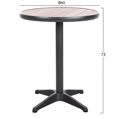 ALUMINUM ROUND TABLE ALEXA HM6086.01 ANTHRACITE-POLYWOOD TOP IN NATURAL COLOR Φ60x73Hcm.