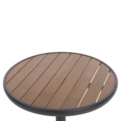 ALUMINUM ROUND TABLE ALEXA HM6086.01 ANTHRACITE-POLYWOOD TOP IN NATURAL COLOR Φ60x73Hcm.