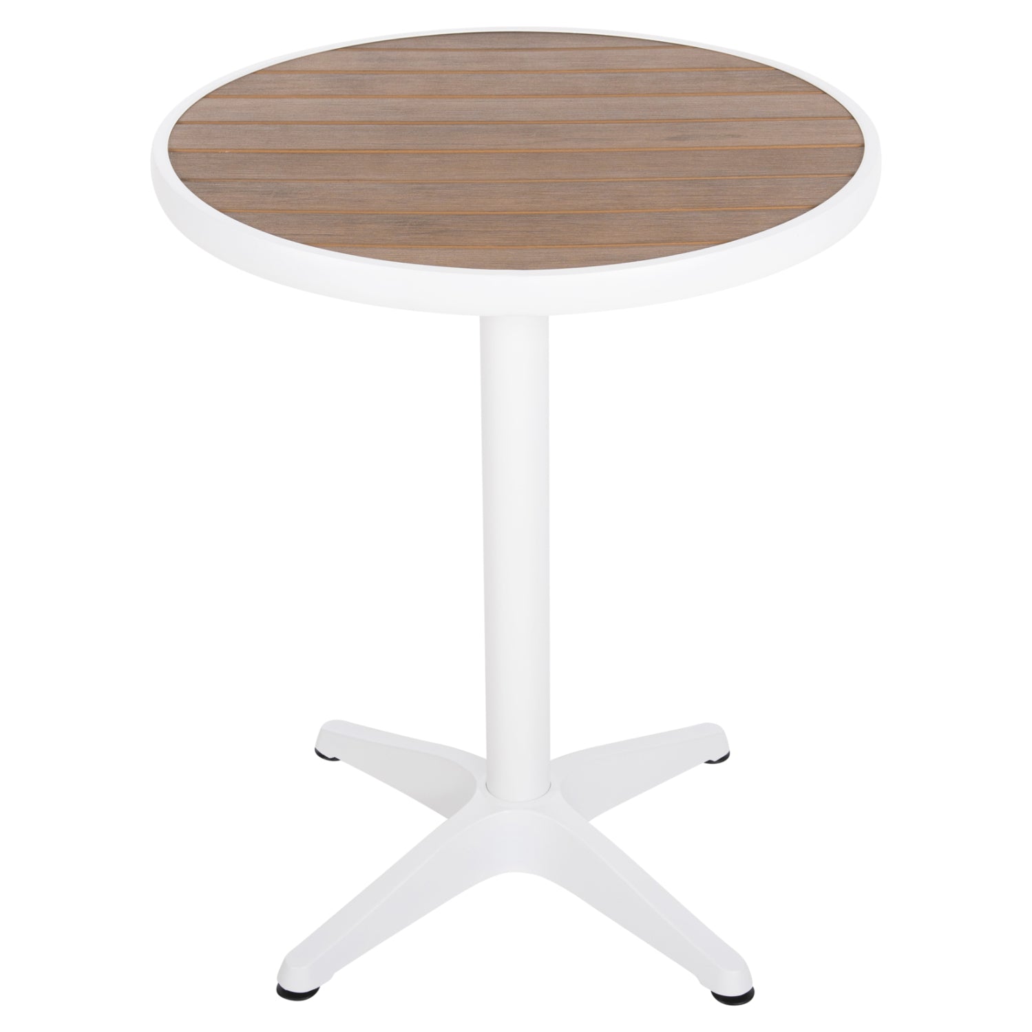 ALUMINUM ROUND TABLE ALEXA HM6086.02 WHITE-POLYWOOD TOP IN NATURAL COLOR Φ60x73Hcm.