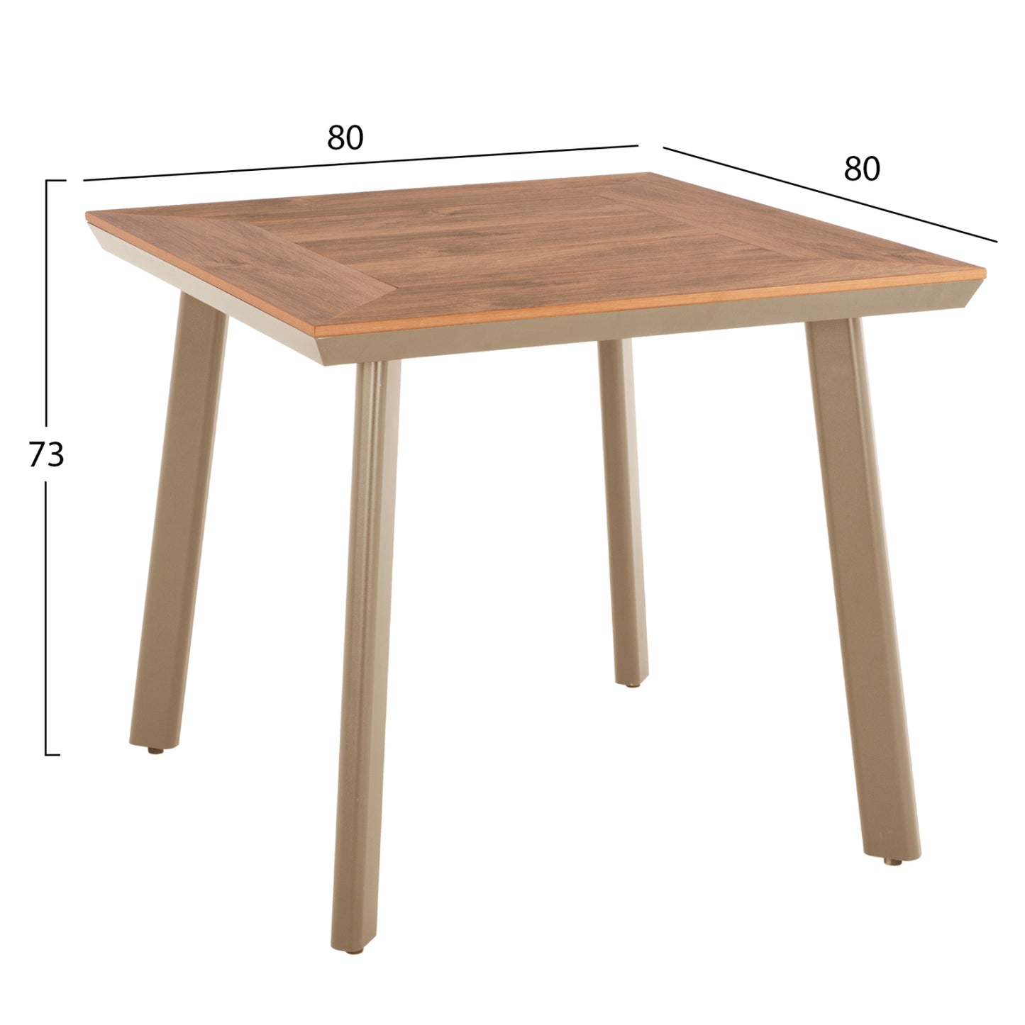 ALUMINUM DINING TABLE SQUARE TABER HM5563.04 CAPPUCCINO WITH POLYWOOD TOP 80x80x73Hcm.