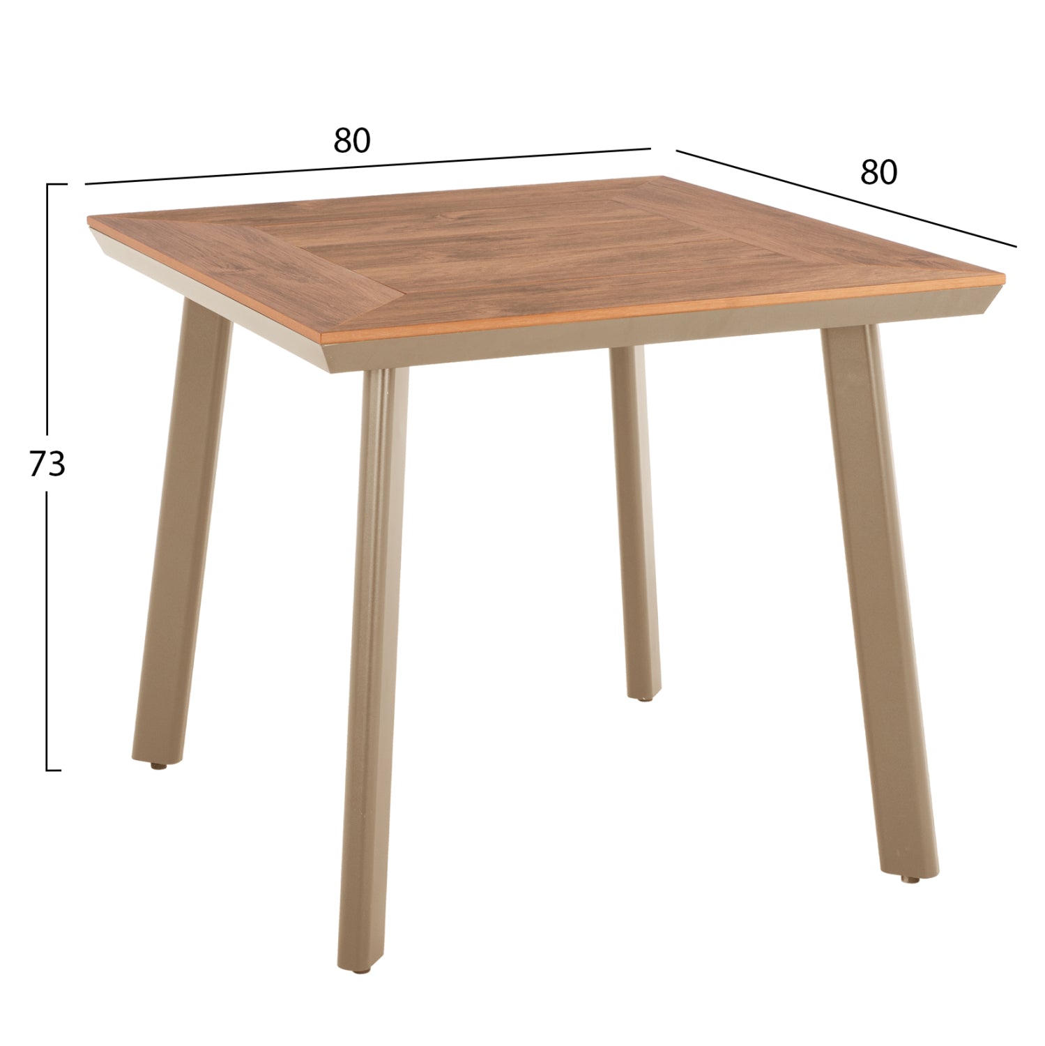 ALUMINUM DINING TABLE SQUARE TABER HM5563.04 CAPPUCCINO WITH POLYWOOD TOP 80x80x73Hcm.