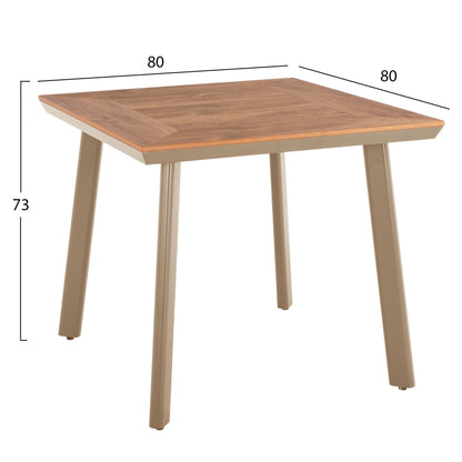 ALUMINUM DINING TABLE SQUARE TABER HM5563.04 CAPPUCCINO WITH POLYWOOD TOP 80x80x73Hcm.