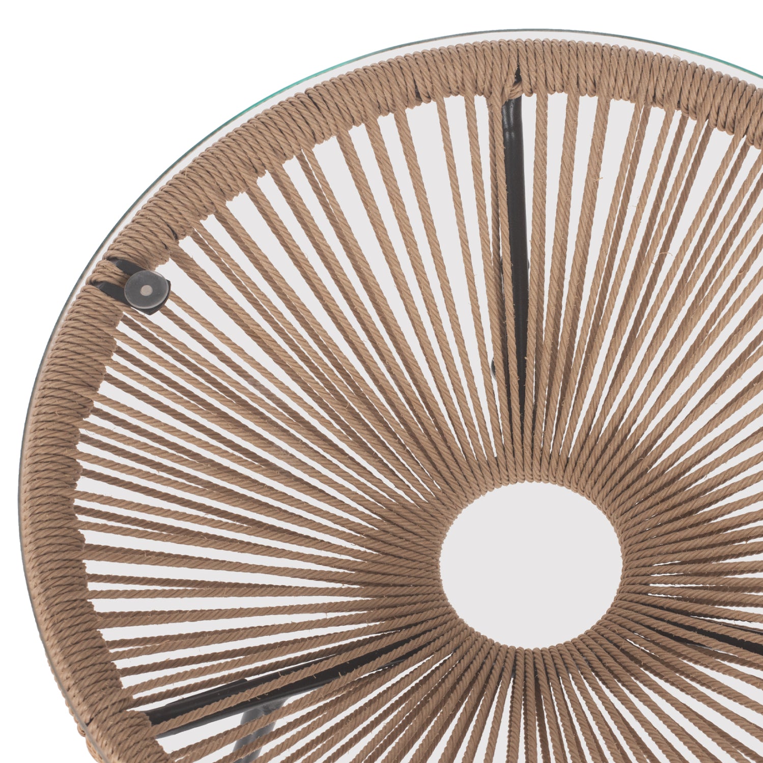 SIDE TABLE ALLEGRA PROFESSIONAL BLACK METAL LEGS RATTAN NATURAL HM5873.01 D47Χ45Hcm.