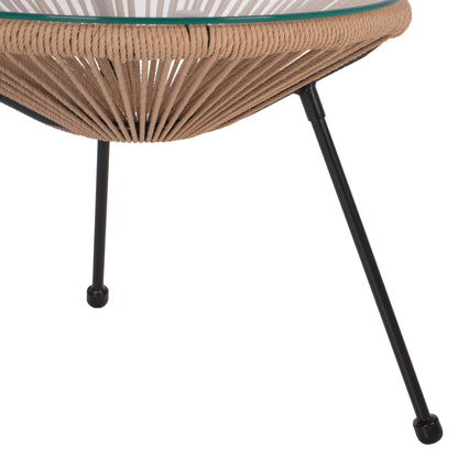SIDE TABLE ALLEGRA PROFESSIONAL BLACK METAL LEGS RATTAN NATURAL HM5873.01 D47Χ45Hcm.
