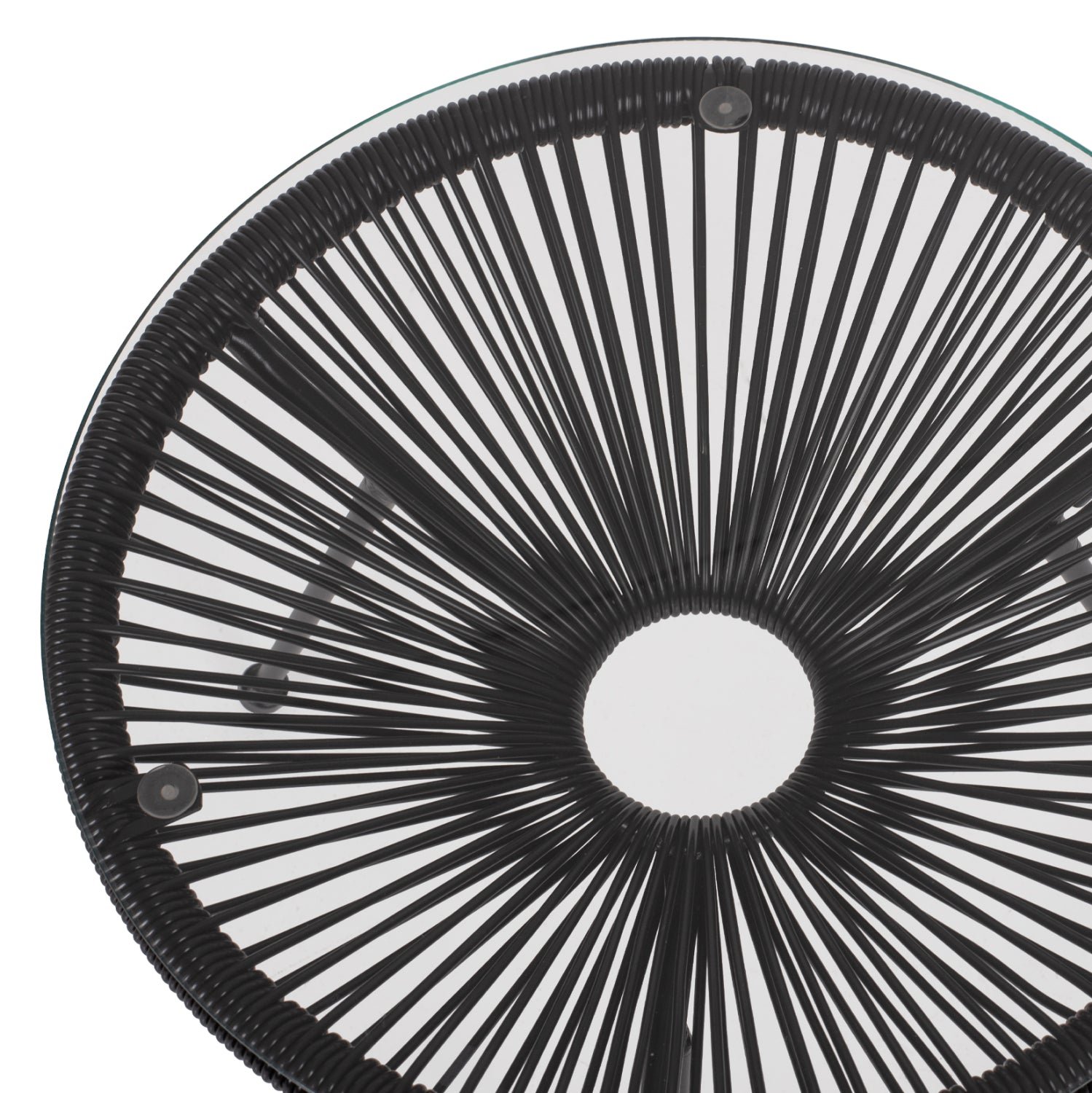SIDE TABLE ALLEGRA PROFESSIONAL BLACK METAL AND BLACK RATTAN HM5874.01 D47x45Hcm.