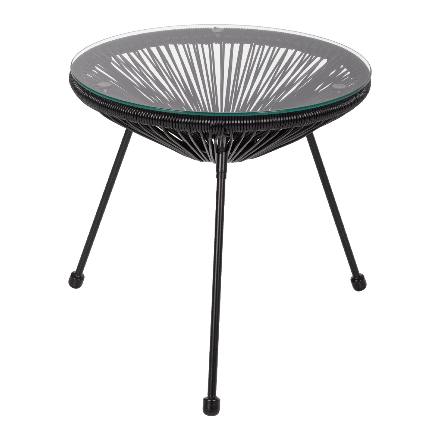 SIDE TABLE ALLEGRA PROFESSIONAL BLACK METAL AND BLACK RATTAN HM5874.01 D47x45Hcm.