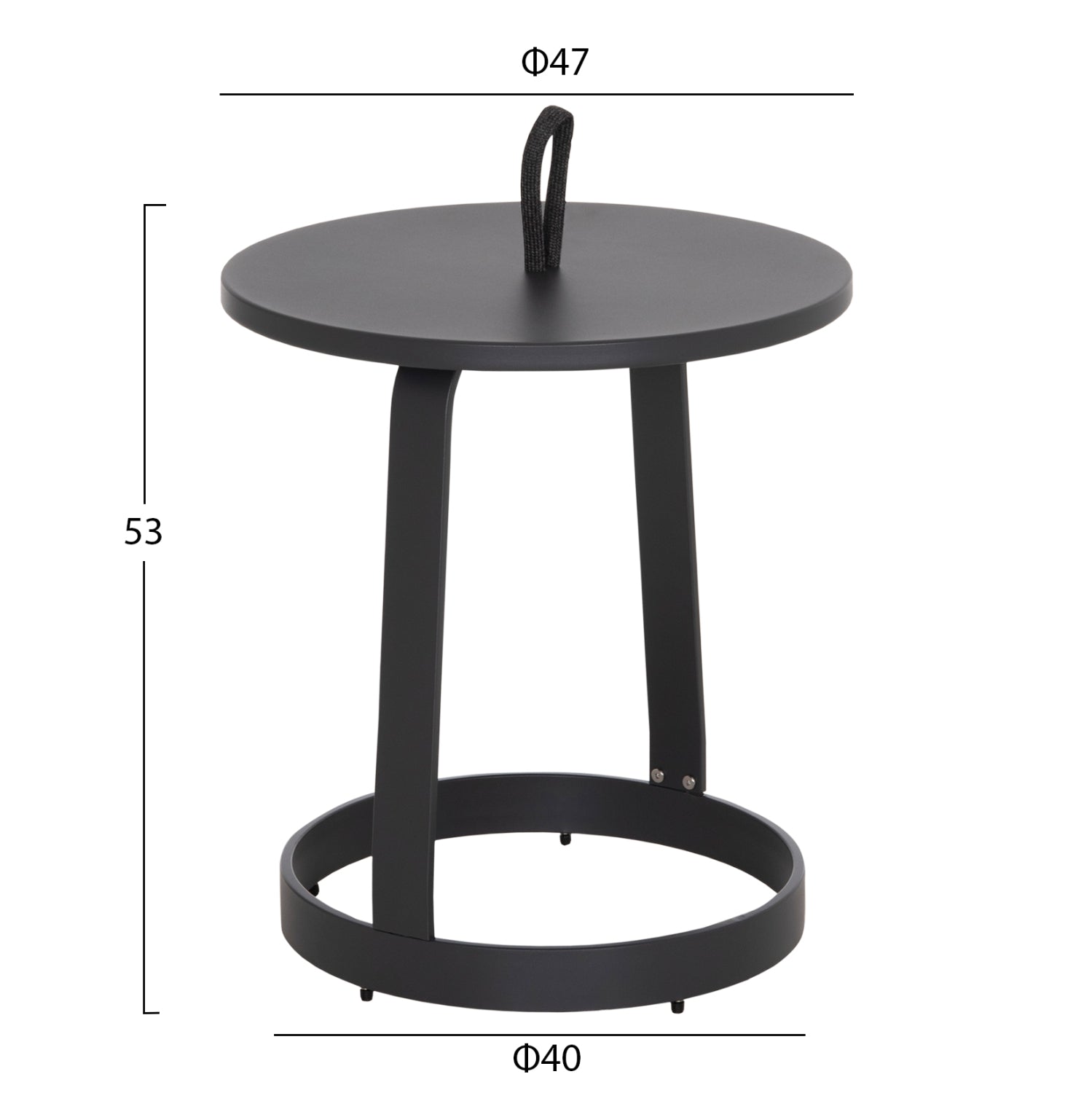 OUTDOOR SIDE TABLE MINO HM6433.01 ALUMINUM & ROPE IN GREY Φ47x53Hcm.