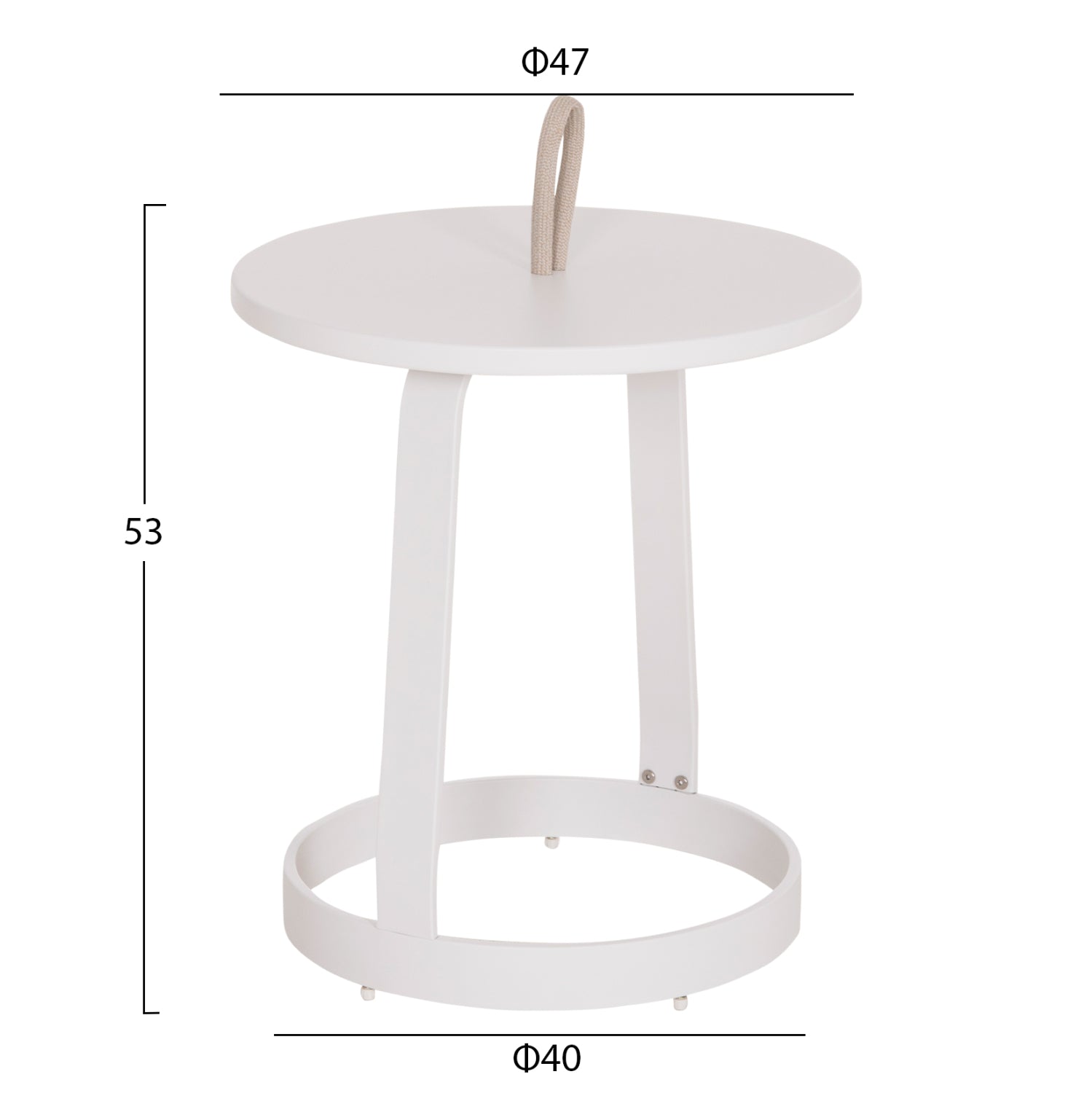 OUTDOOR SIDE TABLE MINO HM6433.02 ALUMINUM WHITE & ROPE BEIGE Φ47x53Hcm.