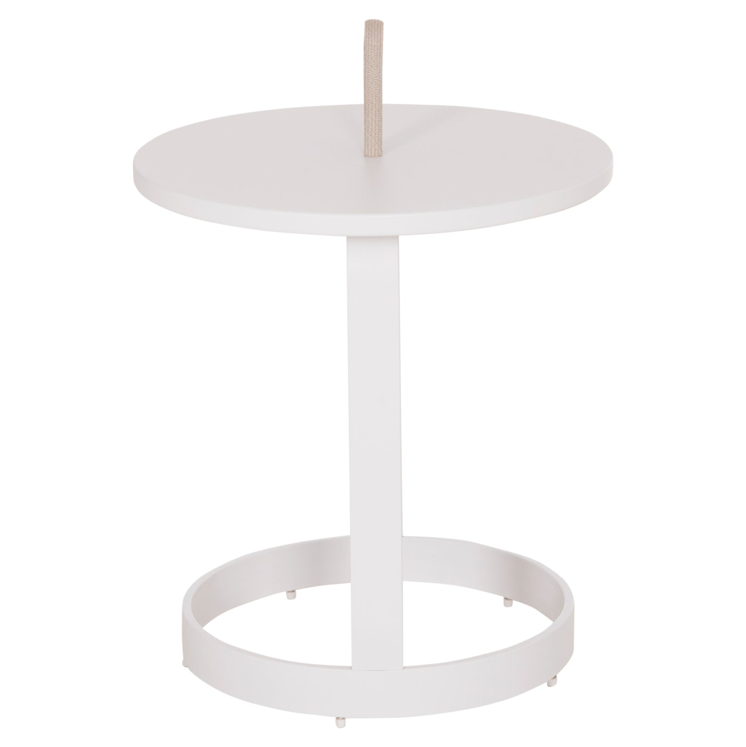 OUTDOOR SIDE TABLE MINO HM6433.02 ALUMINUM WHITE & ROPE BEIGE Φ47x53Hcm.