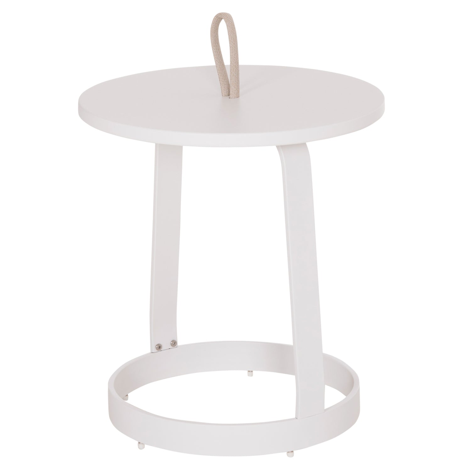 OUTDOOR SIDE TABLE MINO HM6433.02 ALUMINUM WHITE & ROPE BEIGE Φ47x53Hcm.