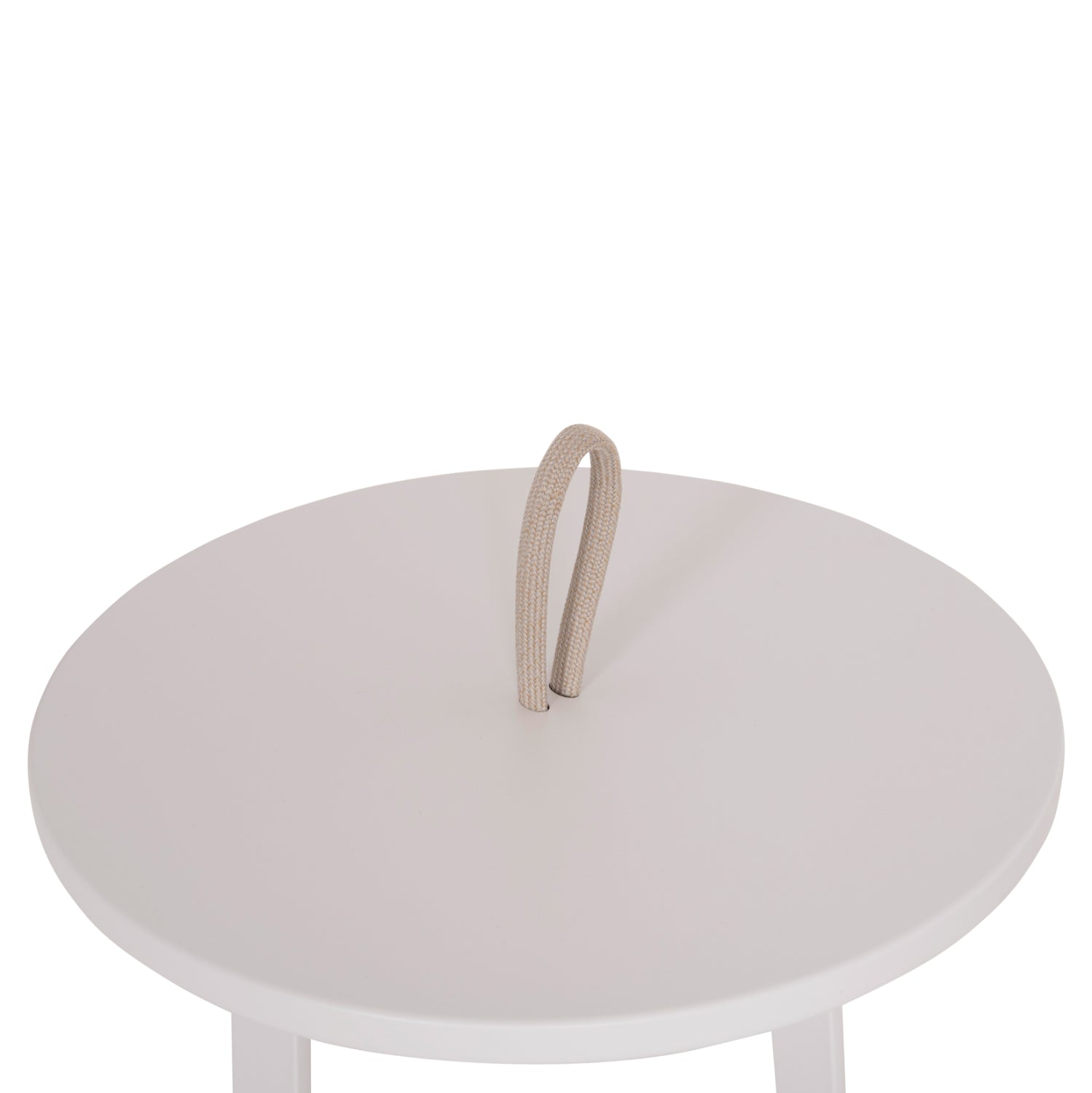 OUTDOOR SIDE TABLE MINO HM6433.02 ALUMINUM WHITE & ROPE BEIGE Φ47x53Hcm.