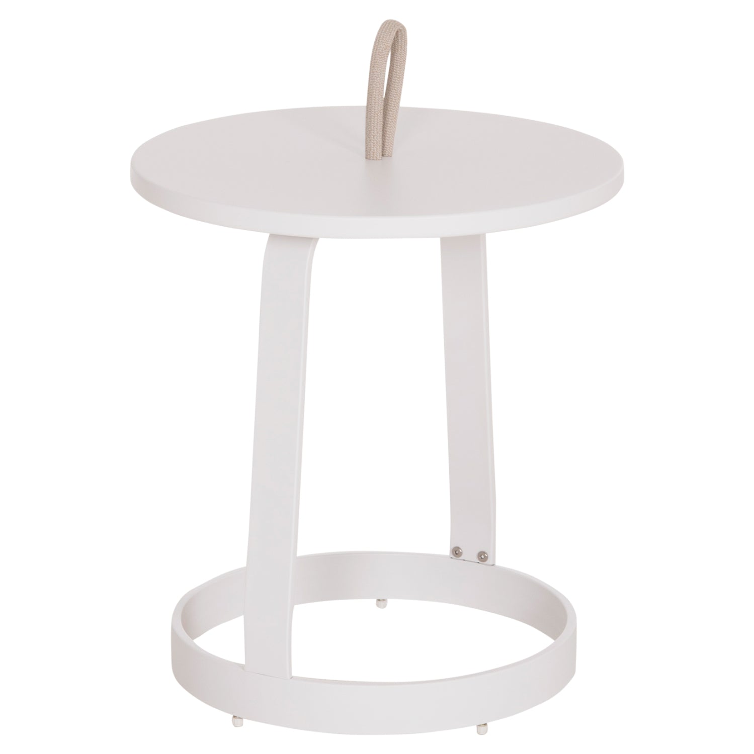 OUTDOOR SIDE TABLE MINO HM6433.02 ALUMINUM WHITE & ROPE BEIGE Φ47x53Hcm.