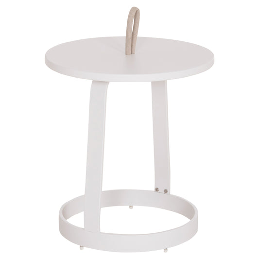 OUTDOOR SIDE TABLE MINO HM6433.02 ALUMINUM WHITE & ROPE BEIGE Φ47x53Hcm.