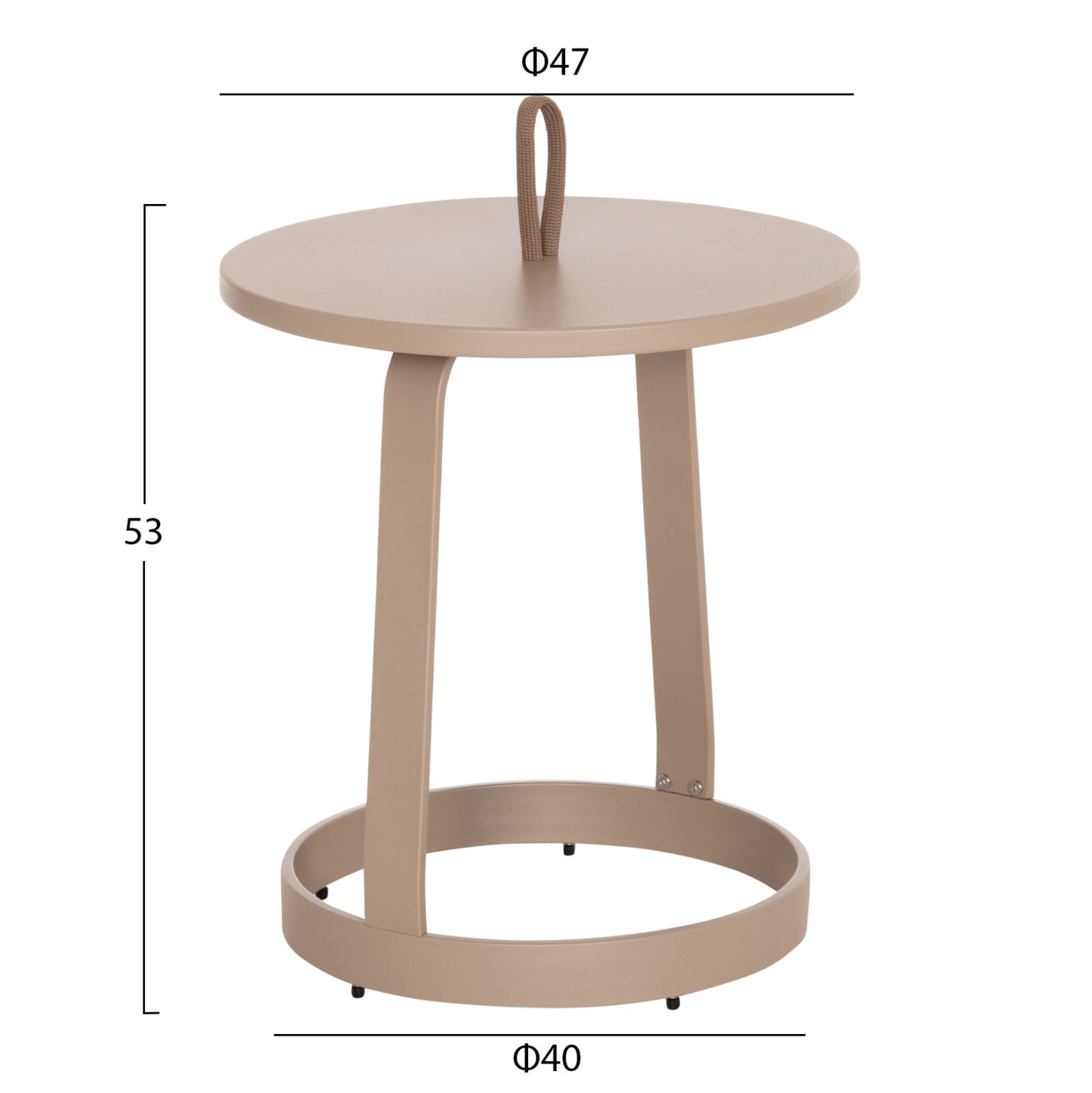 OUTDOOR SIDE TABLE MINO HM6433.03 ALUMINUM & ROPE IN CAPPUCCINO Φ47x53Hcm.