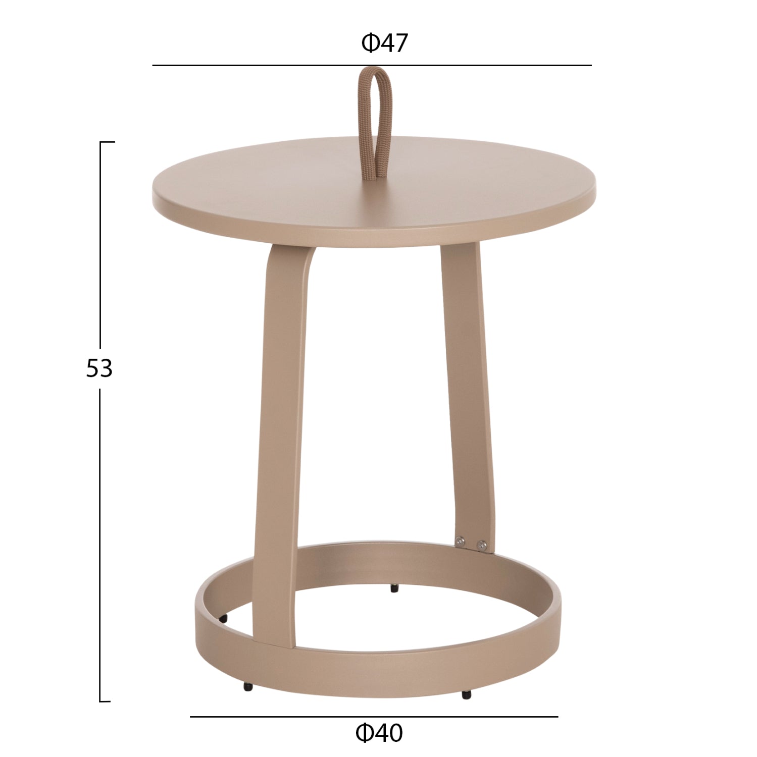 OUTDOOR SIDE TABLE MINO HM6433.03 ALUMINUM & ROPE IN CAPPUCCINO Φ47x53Hcm.