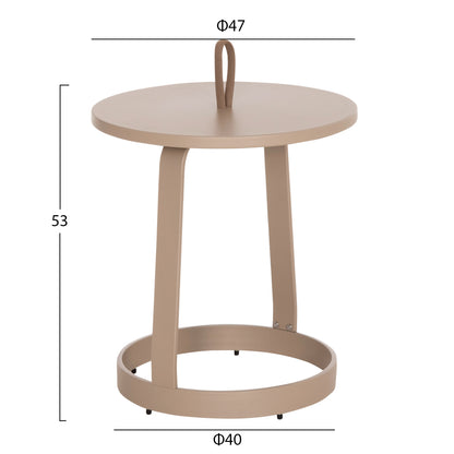 OUTDOOR SIDE TABLE MINO HM6433.03 ALUMINUM & ROPE IN CAPPUCCINO Φ47x53Hcm.